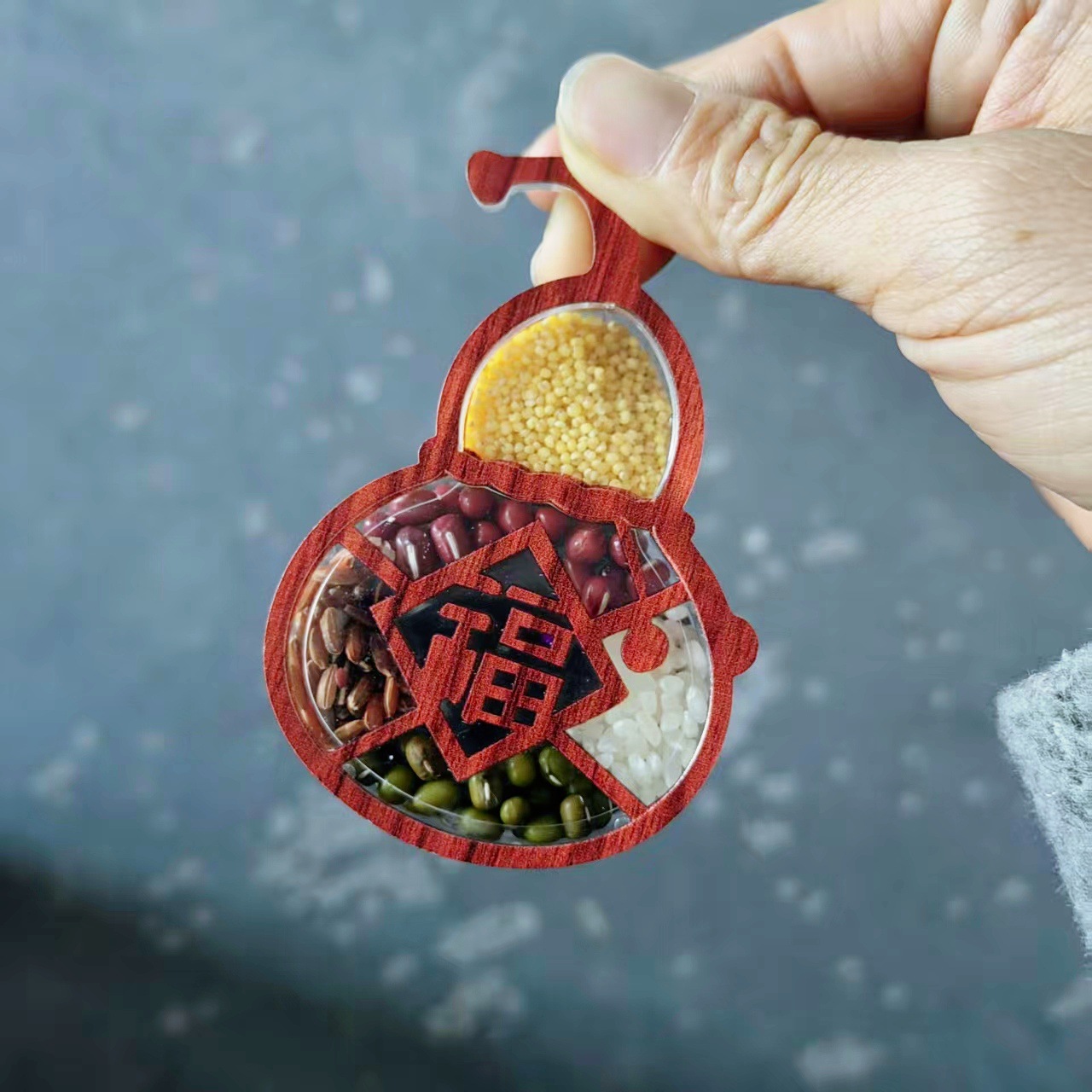 仿木质五谷丰登文创冰箱贴国潮旅行纪念品 中国风立体装饰磁吸贴