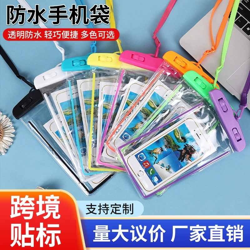 Светящийся водонепроницаемый чехол для мобильного телефона из ПВХ, прозрачный, с сенсорным экраном, водонепроницаемый, с герметичным уплотнением, для спорта на открытом воздухе, на шею