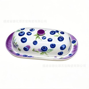 Grape Pattern Ceramic Butter Plate European and American Export Export Custom Butter Storage Container Butter Plate