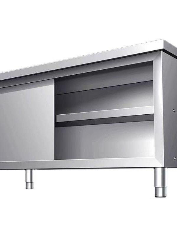 加厚304不锈钢工作台厨房橱柜商用餐饮店桌子家用操作台推拉门