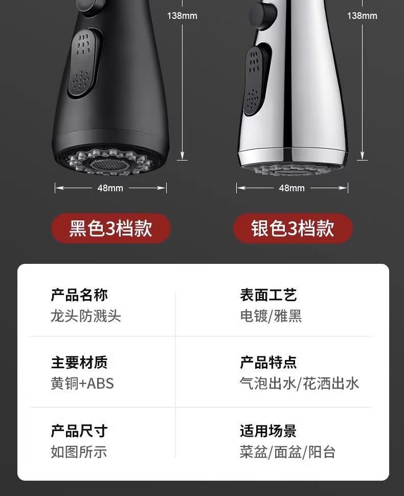 Sink faucet nozzle extender, universal splash-proof joint for kitchen, extended showerhead to cross-border e-commerce undefined