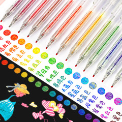 18色按動式閃光啫喱筆亮晶晶流沙高光熒光筆學生用彩色手賬筆批發