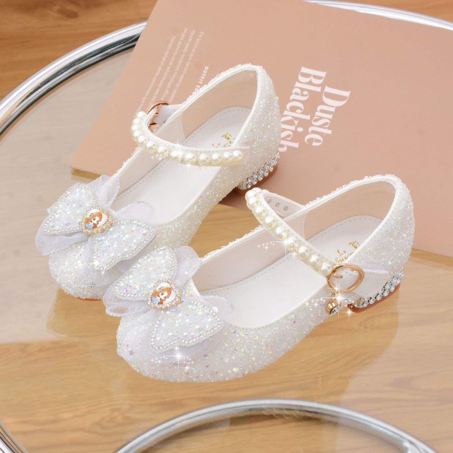 女童爱莎水晶鞋2025春秋新款高跟公主鞋宝宝小女孩单鞋潮表演皮鞋