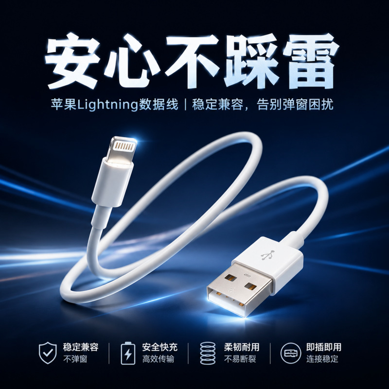 Fully Compatible with Mfi Certified Lightning to USB Apple Charging Cable and Data Cable for iPhone and iPad