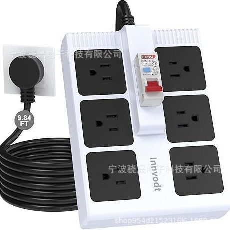Surge Protector Power Strip with Extension Cord Heavy Duty Extension Cord with Leakage Protection Plug for Workshop