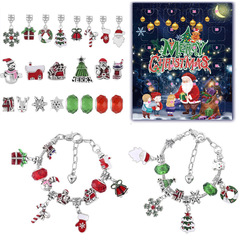 クロスボーダー新作クリスマスカウントダウンカレンダー24格子ブレスレットセットdiy子供ブレスレットネックレスプレゼントブラインドボックス