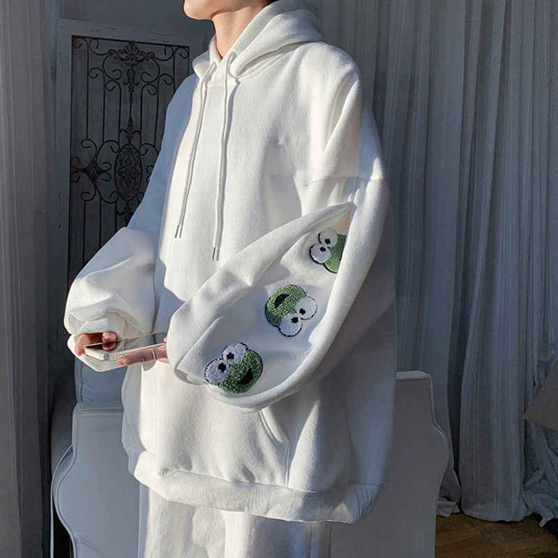 Свитер с капюшоном мужской 2022 осень-зима Новый свободный дизайн на флисовой подкладке ощущение, платье для пар, простое