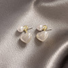 Fashionable silver needle, beads from pearl, fresh cute earrings, flowered, internet celebrity