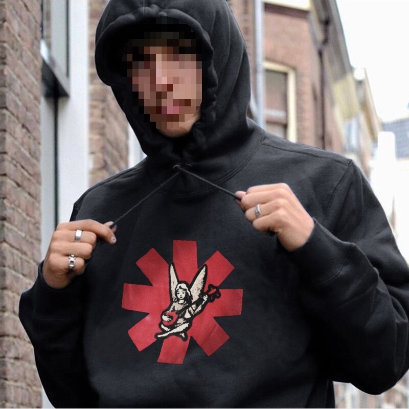 Cross-border American retro European and American unisex hip-hop rock Red Pepper Band logo printed hoodie Cross-border American retro European and American unisex hip-hop rock Red Pepper Band logo printed hoodie