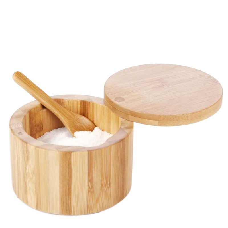 Con cuchara incorporada para evitar el polvo de cocina sal pimienta especias condimento contenedor de almacenamiento