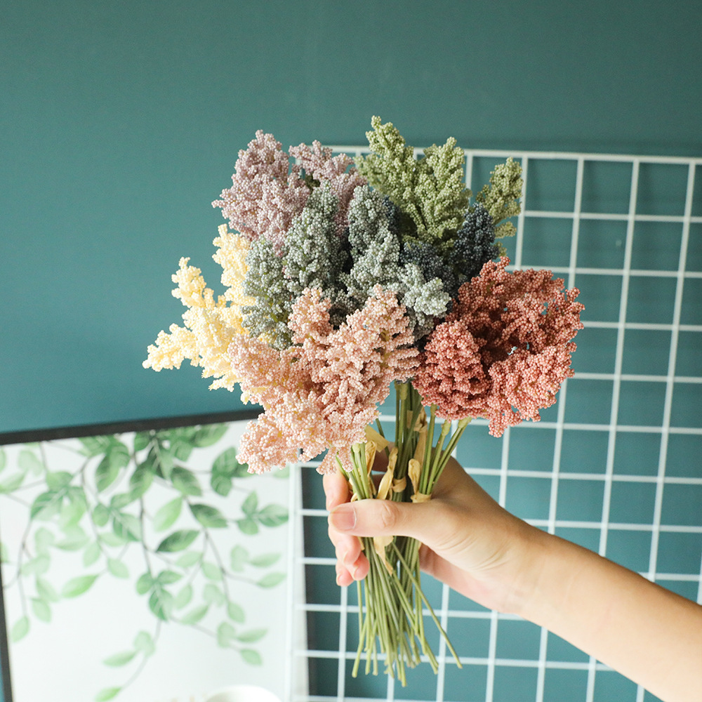 塔松泡沫束INS風仿真花廠家假花批發綠植物婚慶裝飾品跨境YC1062