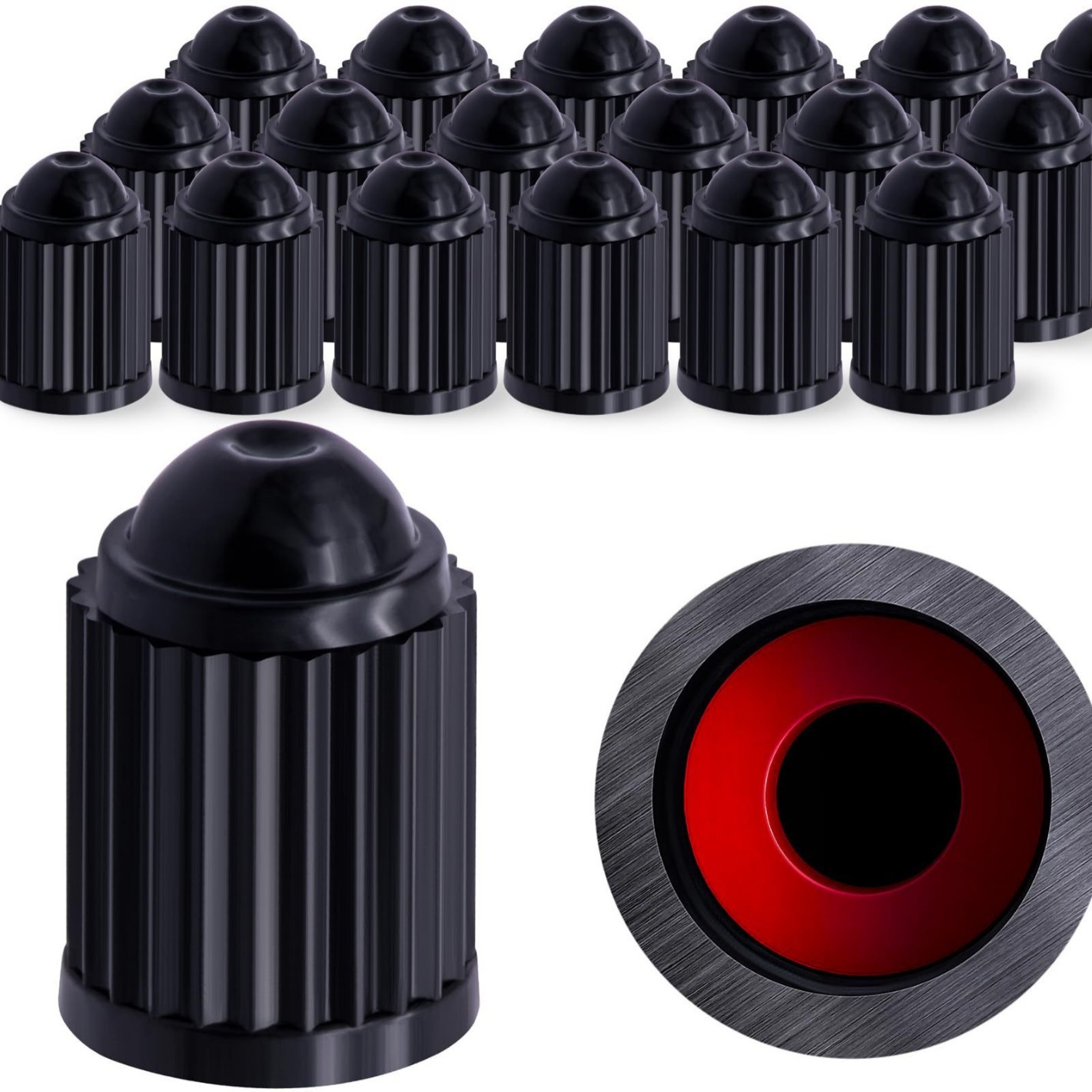 Car Tire Valve Caps with Sealing Rings, Rubber Valve Caps, Valve Cores, Car Valve Plastic Caps