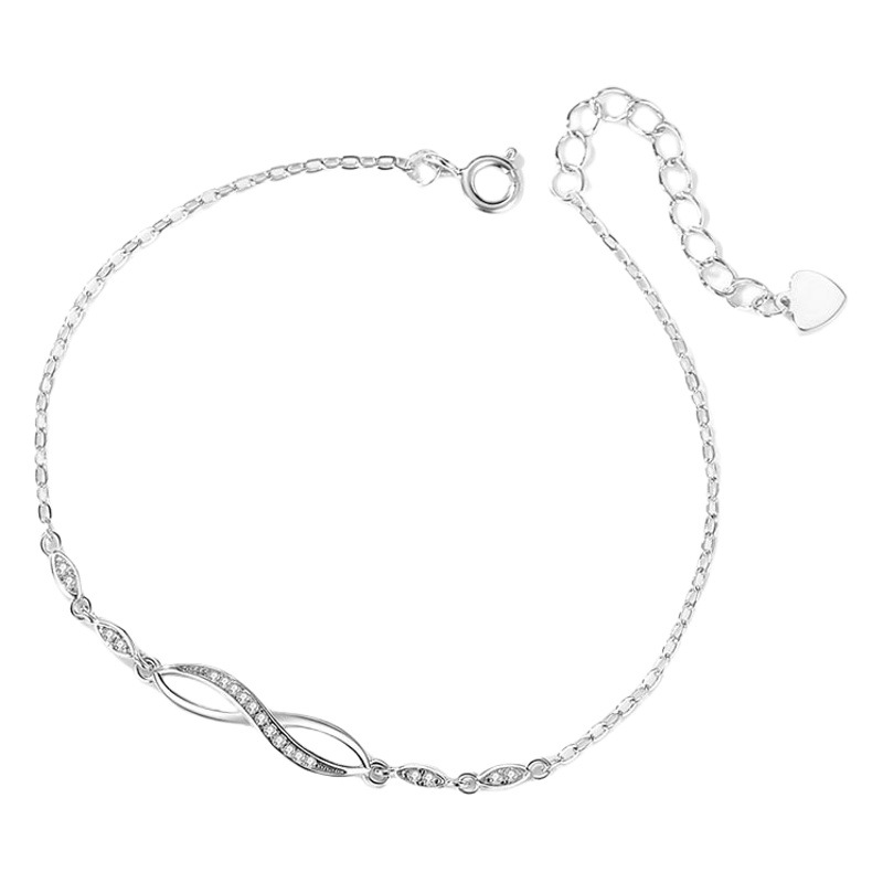 Europeo y americano 8-palabra circular símbolo pulsera de plata esterlina S925 pulsera de mujer Digital 8 diamante pulsera regalo de San Valentín