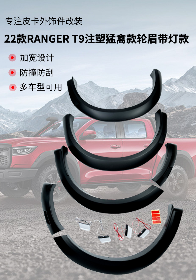 Suitable for Ford 22 Model Ranger T9 Raptor Wheel Arch Anti-Scratch Fender Modification Car Exterior Accessories