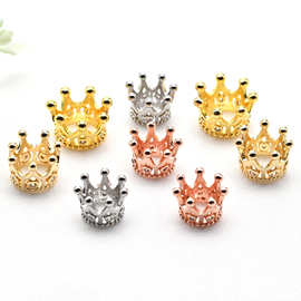 厂家批发保色微镶配件 皇冠吊坠手工diy手链串珠铜饰锆石饰品配饰