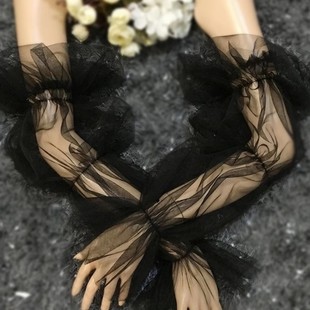 Bridal Sleeves Girls Dress Covering Arms Wholesale Elastic Band Wedding Simple Sleeveless Lace Mesh Black Accessories