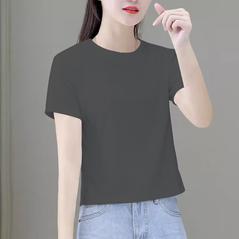时尚短款短袖t恤女夏季白色体恤新款棉宽松圆领百搭小个子上衣|undefined