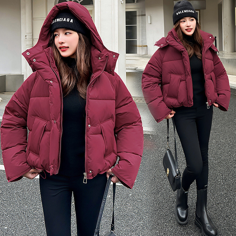 棉衣女短款2025冬季新款欧美风连帽加厚宽松羽绒棉服棉袄夹克外套|undefined