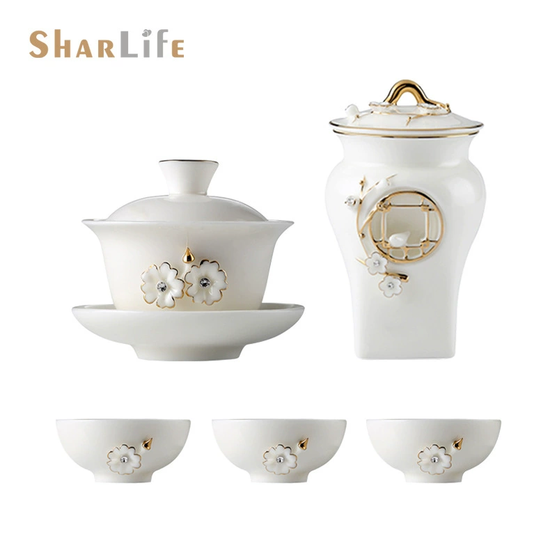 SharLife овечий жир нефритовый белый фарфор чайная чашка креативный хрустальный чайник китайский кунг-фу чайный набор легкий и роскошный