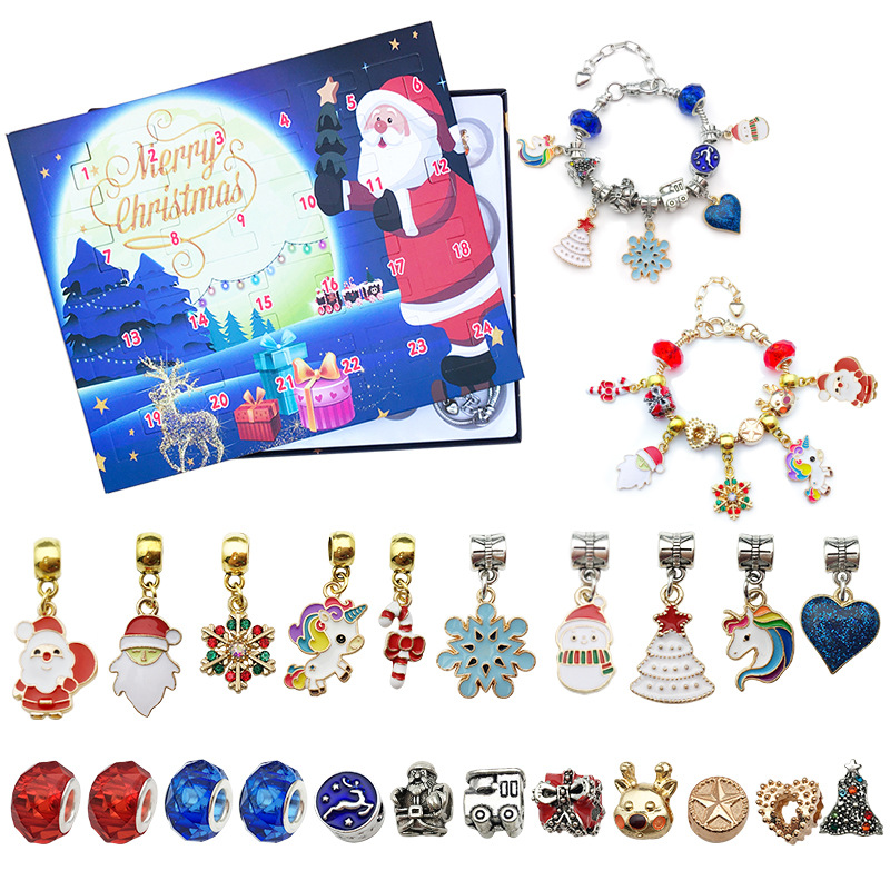 Amazon Venta caliente 24day Navidad ELK caja ciega hecho a mano traje niños sorpresa regalo creativo pulsera