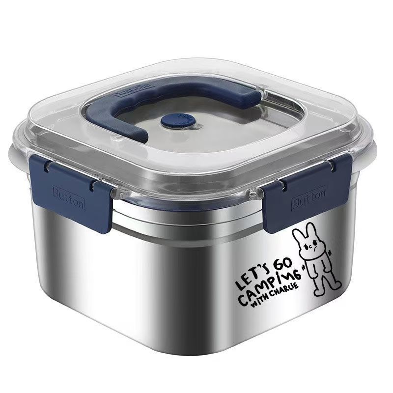Caja de almacenamiento de alimentos de acero inoxidable caja de almacenamiento de refrigerador sellado caja de almuerzo de oficina caja de almuerzo de frutas con cubierta caja de picnic