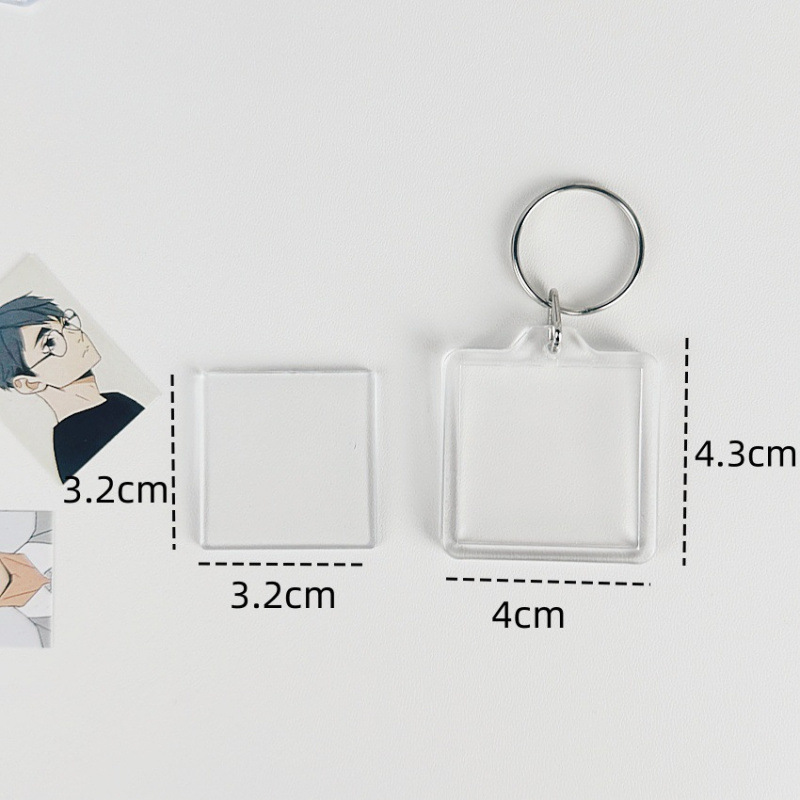 Marco de fotos acrílico transparente en llaveros colgantes fotos DIY regalo colgantes colgantes de cadena ayuda llaveros cuentas image 9