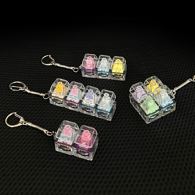 Highly transparent keycap with colorful LED lights, luminous colored switch keys, fingertip toy stress reliever, keychain