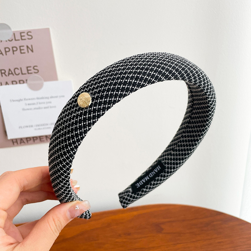 Banda para el cabello con pliegues en la parte superior del cráneo alto, horquilla de lavado de cara negra 2025 nuevo paquete de cabello a presión rojo neto, diadema de todo fósforo para mujeres