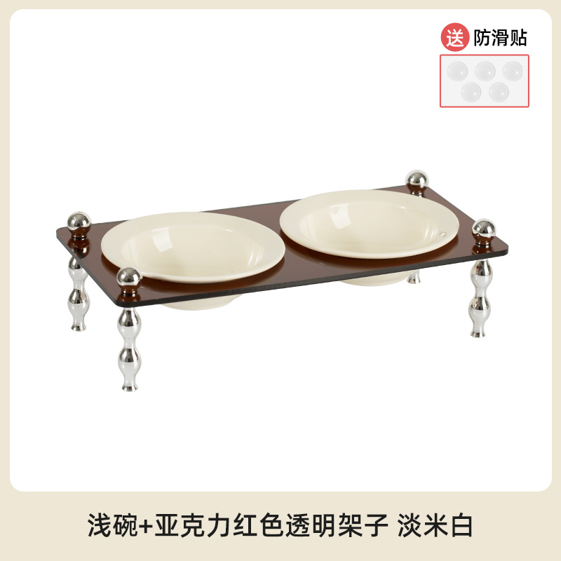 Cerámica francesa tazón para gatos tazón para mascotas pie alto gran capacidad anti derrumbar tazón de alimentos para gatos protector de columna cervical tazón de agua doble tazón para perros