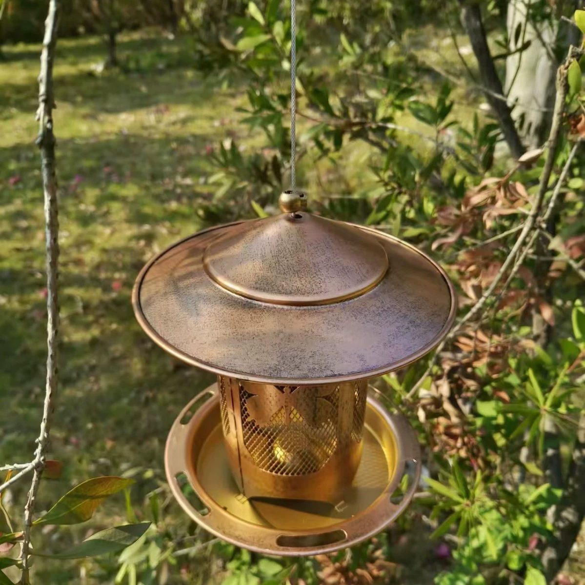Балкон сад открытый декоративный подвесной кормушка для птиц двор полый металлический кормушка для птиц