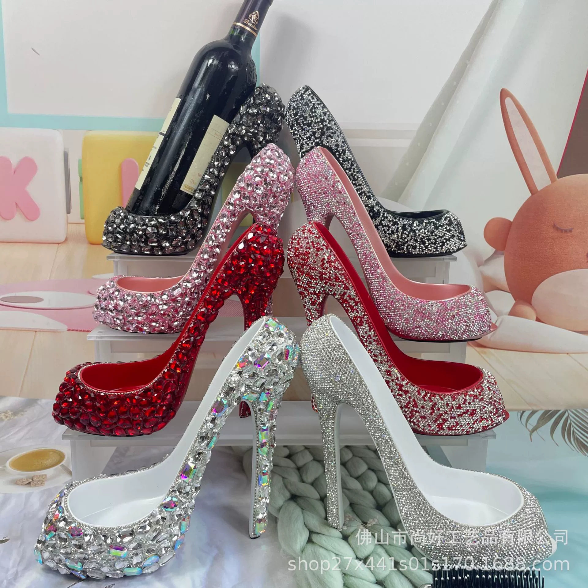 Современные высокие каблуки высокого класса винная стойка украшения в спальне с бриллиантами практичные украшения для офисной стойки