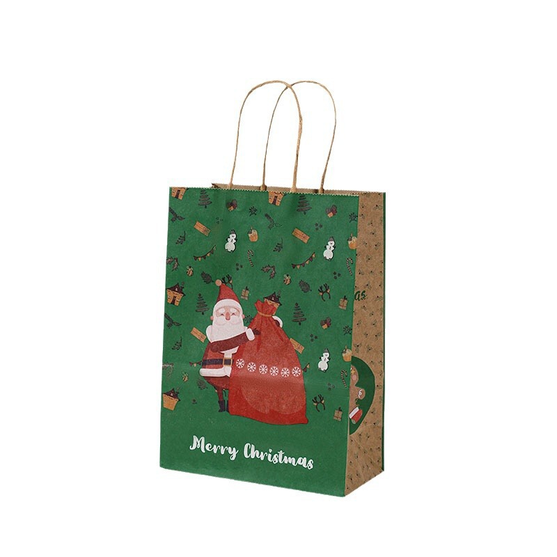 卸売クロスボーダークリスマストートバッグクラフト紙漫画ギフト包装袋サンタクロースショッピングフラットバッグ|undefined