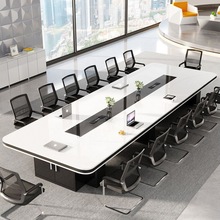 烤漆会议长桌白色大型会议室办公桌椅组合办公室培训接待洽谈桌