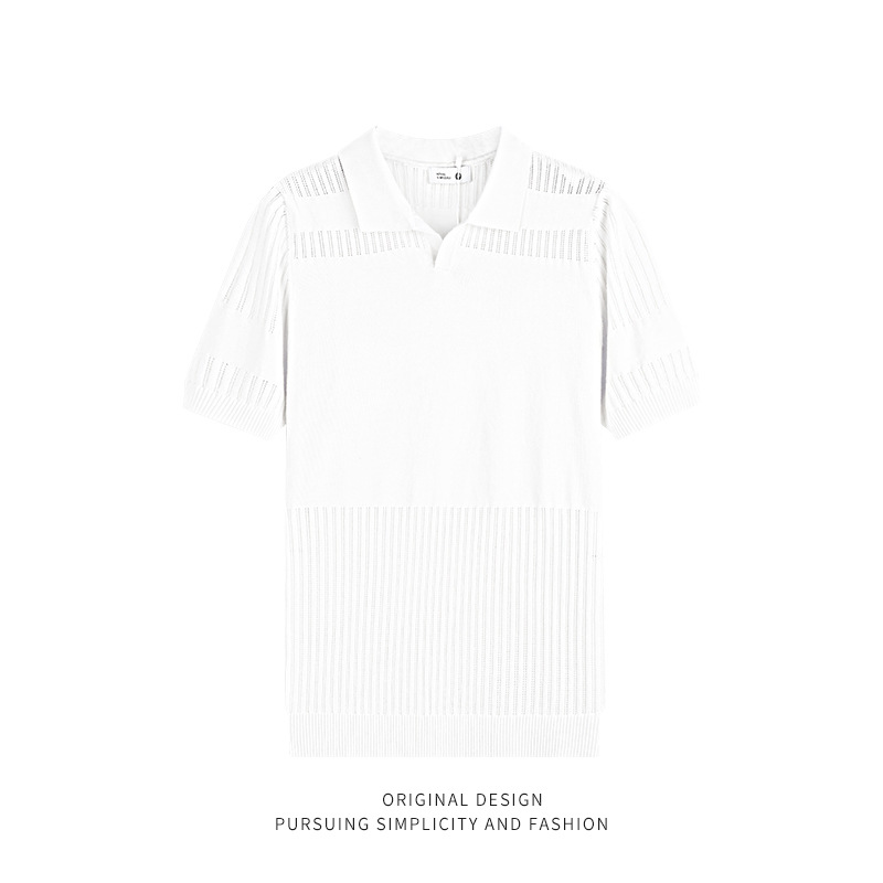 Nuevo polo de punto camiseta de manga corta camiseta de alto nivel camiseta de moda casual camiseta de media manga camiseta de polo para hombre