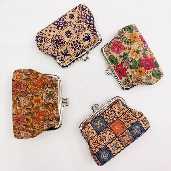 Cultural and Creative Gifts Rpet Cork Coin Purse Cross-Border Real Wood Clip Money Bag Cork Clutch Bag Original New Design