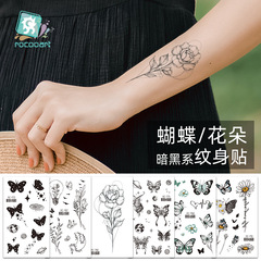 New butterfly small fresh tattoo stickers waterproof retro black and white personalized tattoo stickers temporary tattoo hand stickers
