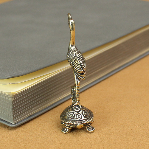 Pocket Brass Turtle Crane Crane Ornament Turtle Crane Extends Longevity Turtle Single Crane Steps on Turtle Home Pure Brass Ornament