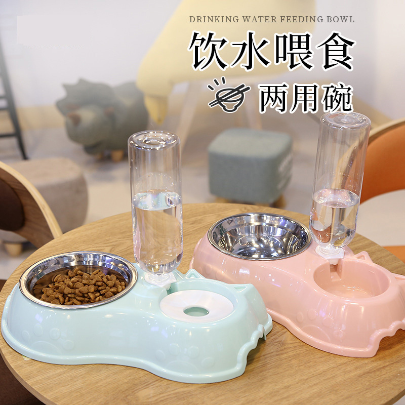 Cat Bowl and Dog Bowl, Integrated for Water and Food, Dual-Use, Easy to Disassemble and Assemble, Rust-Free, Pet Supplies, Food Grade
