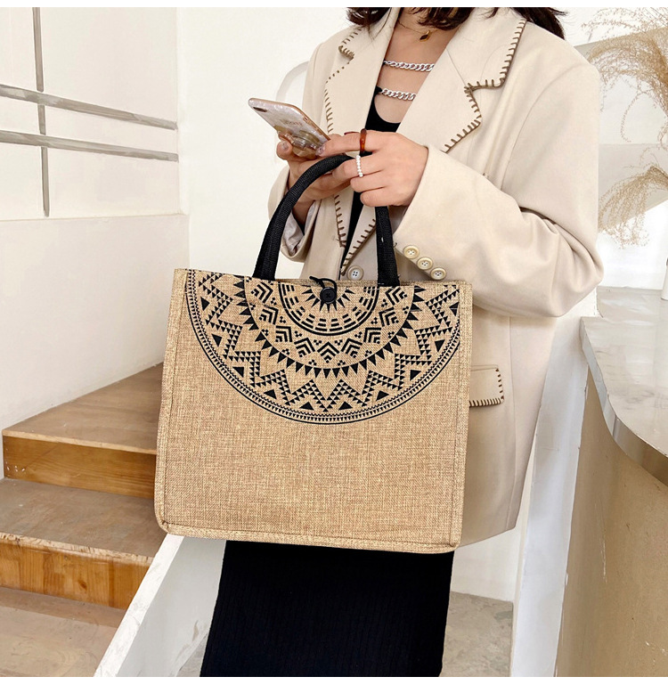 Foreign trade women's bag, cross-border linen handbag bag, 2021 Korean version composite jute cloth bag, fashionable single-shoulder shopping bag undefined