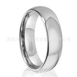 现货包邮钨钢戒指宽6mm高抛光弧面真空电镀18K金男士钨钢戒指美码