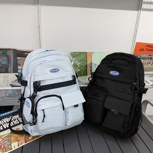 Japanese workwear backpack for women, Korean version, niche design sense, suitable for high school and university students, large capacity, double shoulder bag, travel backpack for men