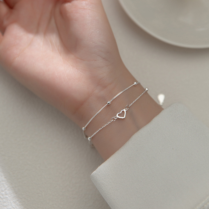 Double Layer Heart Bracelet For Women Elegant Niche Design Jewelry_voghion.com