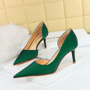 3226-A2 Korean Edition Simple High Heel Thin Heel Shallow Notched Pointed Side Hollow Professional OL Versatile High Hee