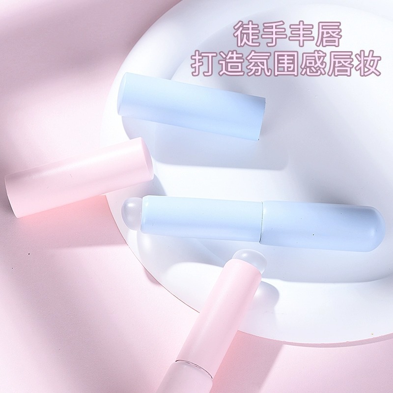 Cepillo labial de silicona con tapa Q suave pequeño portátil cabeza redonda dedo lápiz labial del vientre pincel corrector floreciente mini pincel de maquillaje para principiantes