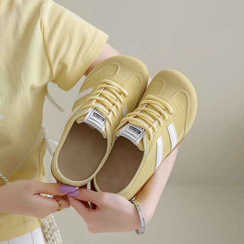 Baotou slippers women's summer outdoor wear 2025 new super popular German training shoes half slippers white sneakers slip-on Forrest Gump shoes