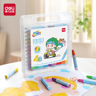Deli Hm856 Color Humming King Hexagonal Oil Pastels Washable Rotating Core Non-Messy Hand Set