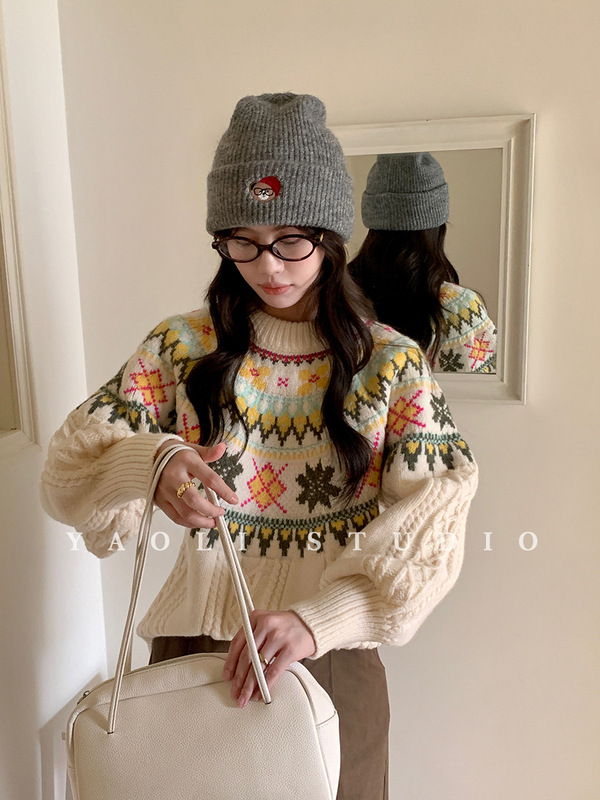 秋冬加厚保暖眼镜小狗刺绣针织毛线帽子女韩系防寒显脸小套头帽|undefined
