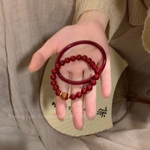 「六字真言」本命年红玛瑙心经手镯女新中式国风复古串珠手串手饰