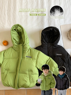 Зимняя детская куртка, бархатная демисезонная кепка с капюшоном для мальчиков, пуховик, 2023, в корейском стиле, утиный пух