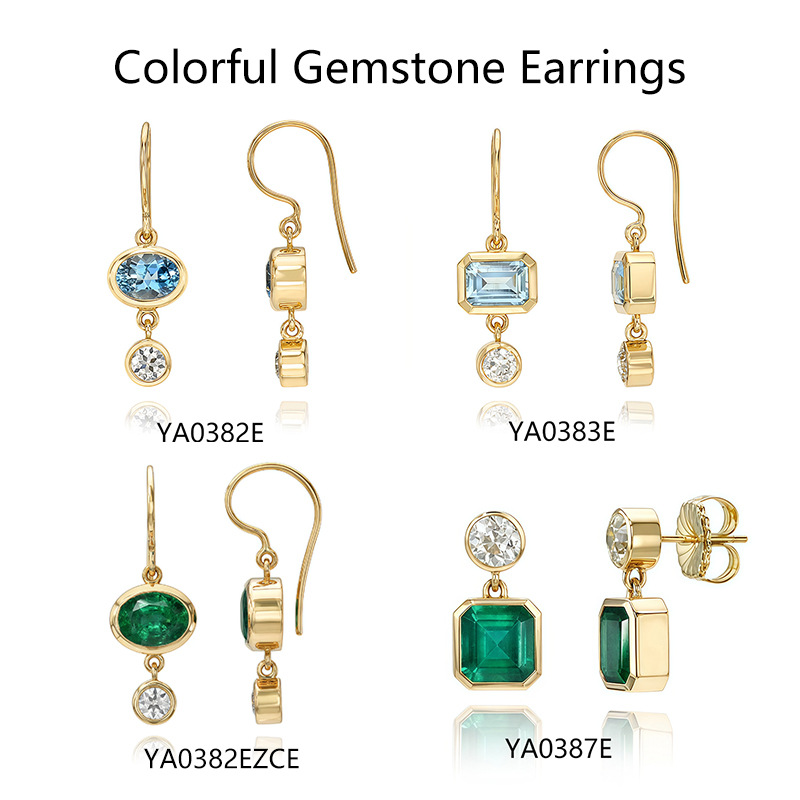 Natural Colored Topaz Earrings for Women, Cross-Border Ins Style, High-End Feel, S925 Sterling Silver Plated with 18K Gold, Cultured Gemstone Earrings